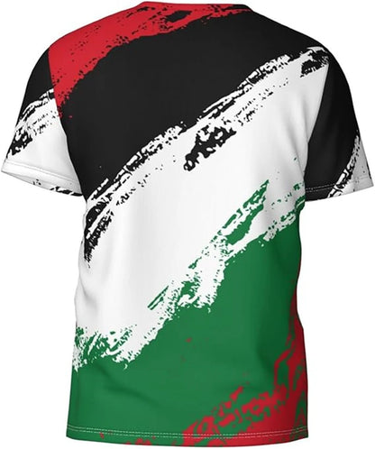 Fashion Palestine Flag Football T Shirts Trend Summer Short Sleeve National Emblem 3D Printed Sports Tees Loose Breathable Tops