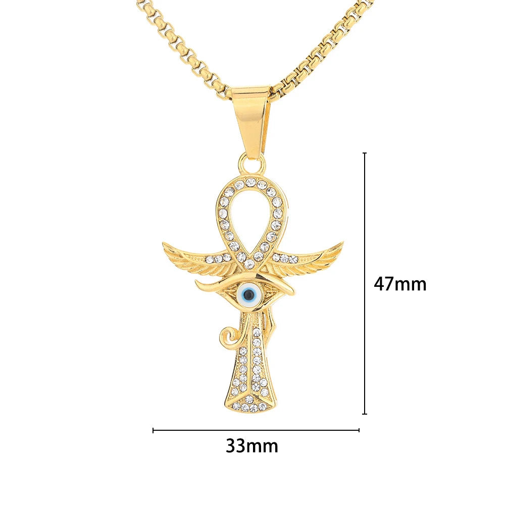 Gold Ankh Cross Pendant – Stainless Steel Key of Life Necklace for Men & Women