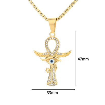 Gold Ankh Cross Pendant – Stainless Steel Key of Life Necklace for Men & Women