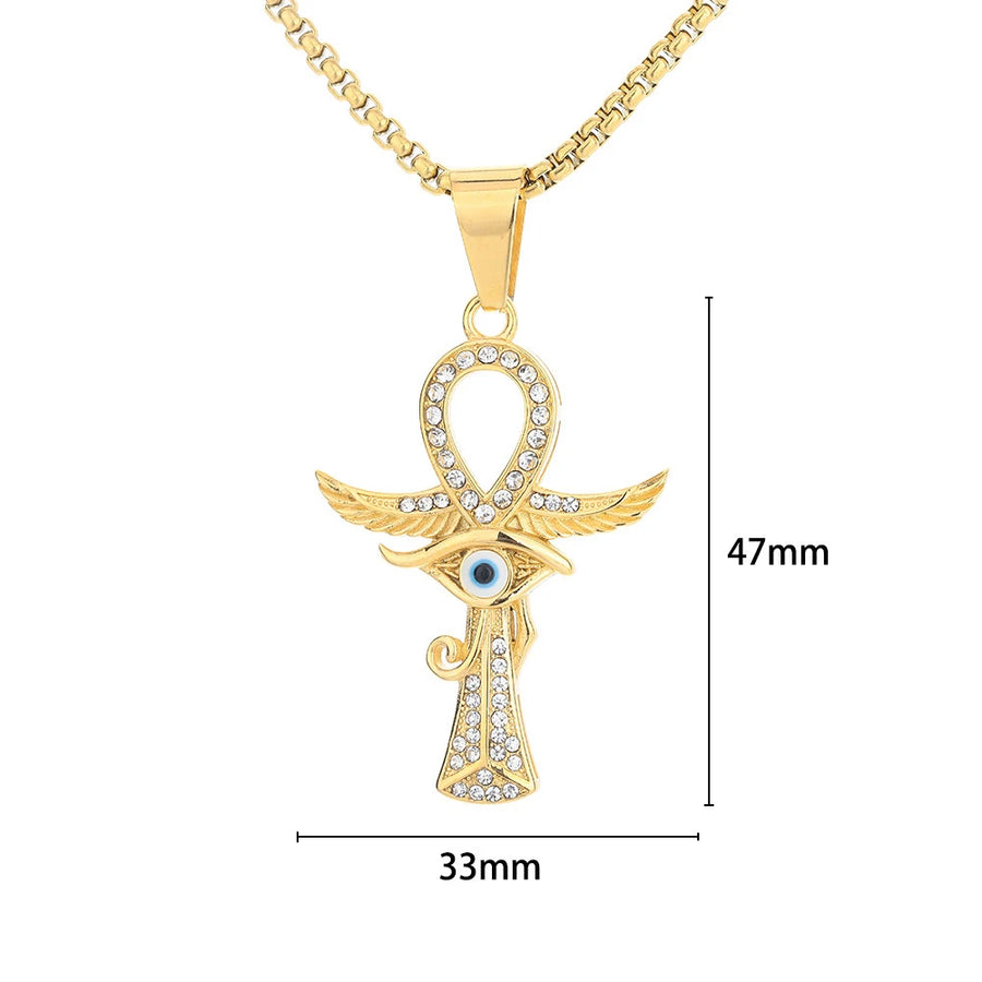 Gold Ankh Cross Pendant – Stainless Steel Key of Life Necklace for Men & Women