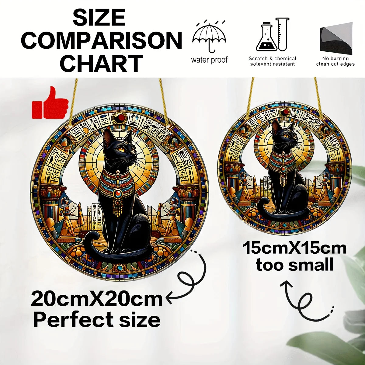 Egyptian Bastet Cat Goddess Acrylic Suncatcher-Animal Theme Indoor Wall Hanging for Living Room,Festive Party Decor,Gift