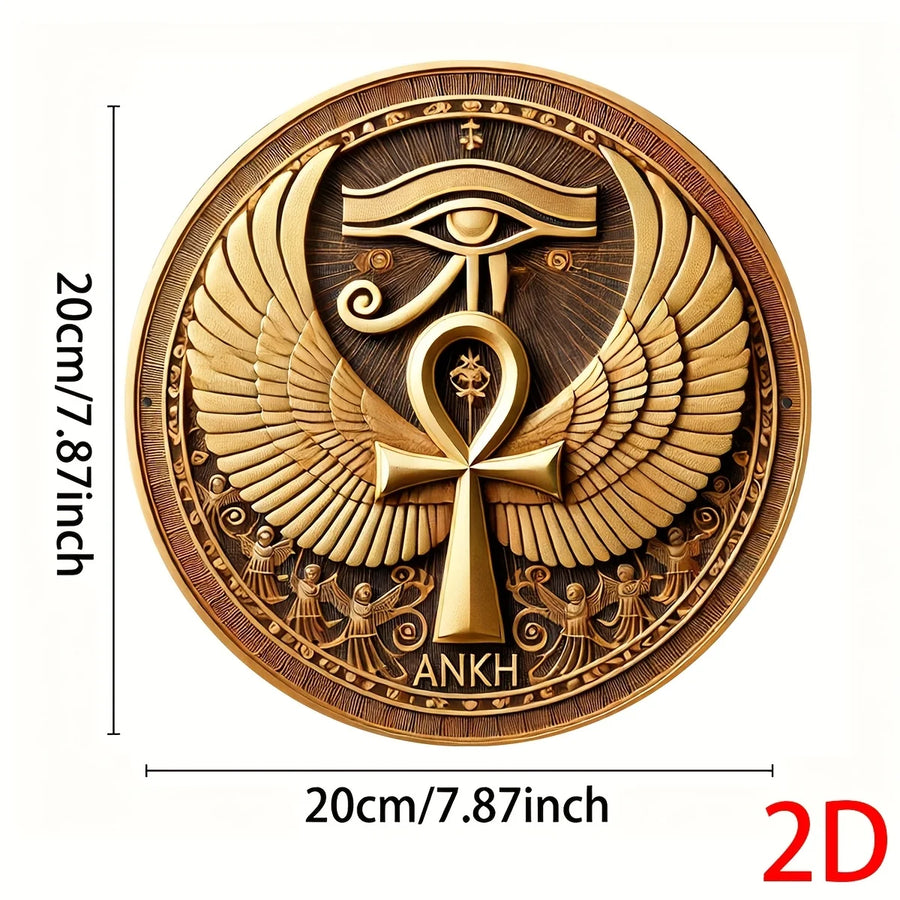 Ankh & Eye of Horus Metal Wall Art – 2D Egyptian Hieroglyphic Decor
