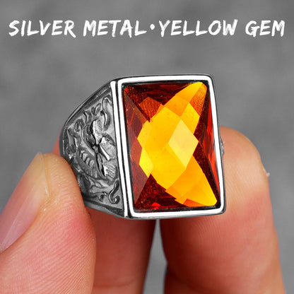Stainless Steel Mens Rings Gold Silver Color Red Blue Rhinestone Simple Luxury for Male Boy Jewelry Creativity Gift Wholesale