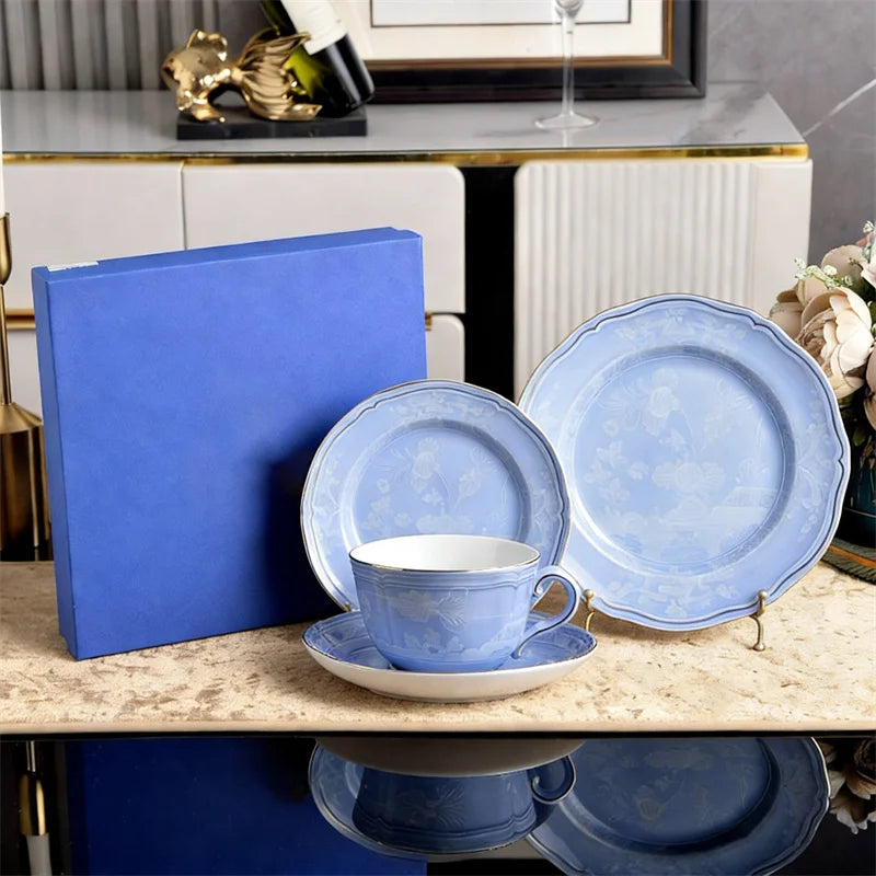 Oriental Bloom – High-End Ceramic Coffee Cup Set with Gift Box