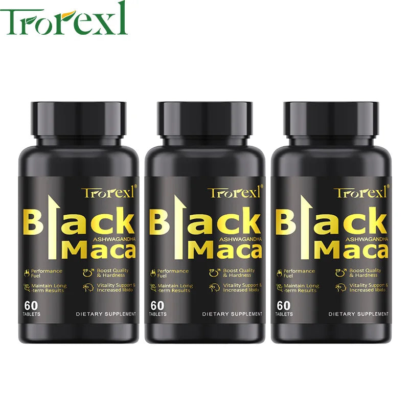 Natural Black Maca ERECTEnhancer, Male Power Strength Supplements for Volume Enhancing, Max Stamina Capsule for Man