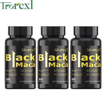 Natural Black Maca ERECTEnhancer, Male Power Strength Supplements for Volume Enhancing, Max Stamina Capsule for Man