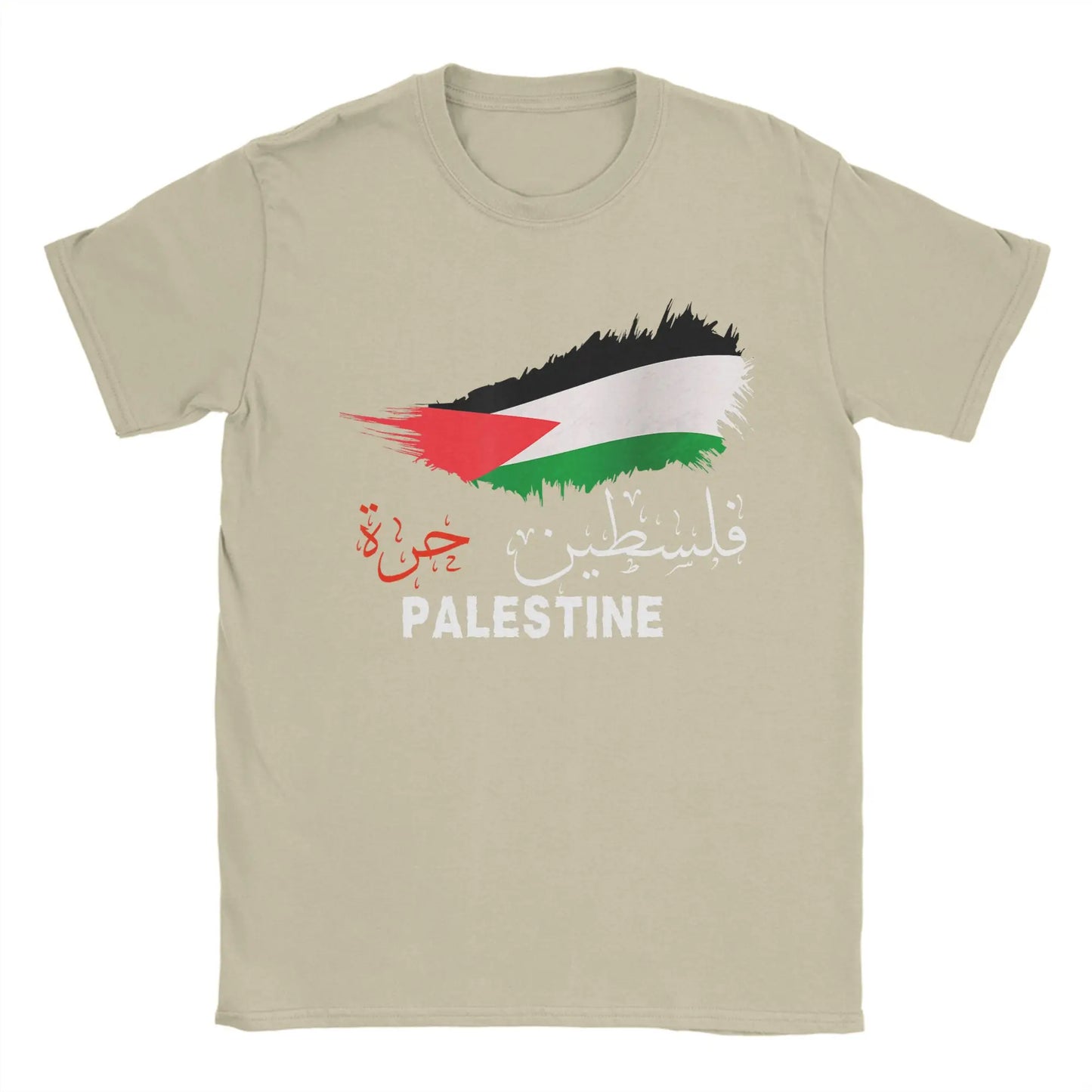 Vintage Gaza in Arabic Palestine Flag T-Shirt for Men Round Collar Pure Cotton T Shirts  Short Sleeve Tee Shirt 6XL Clothes