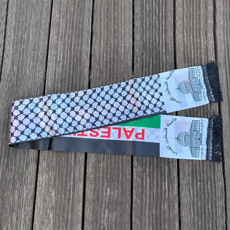 xvggdg   14*130cm   Palestine flag Custom Scarf palestine national day Scarf Printing Satin Palestinian Scarf