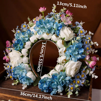 Women Head-Dress Colorful Flower Headband Hair Wreath Wedding Party Costume Headpiece for Bridal Women Fashion Hair Accessory