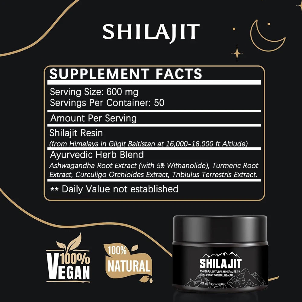 Original Siberian Pure Shilajit with Fulvic Acid & Trace Minerals & 85+ Humic Acid Supplement Gel for Energy & Immune System