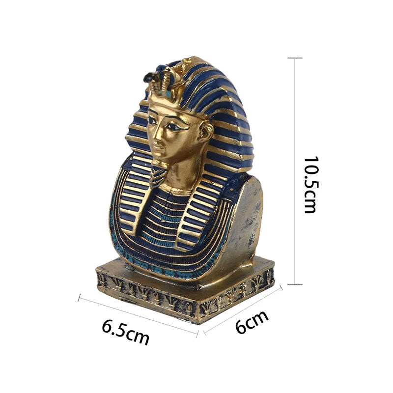 Pharaoh Head Resin Ornament – Egyptian Cleopatra & Pyramid Desktop Decor Gift