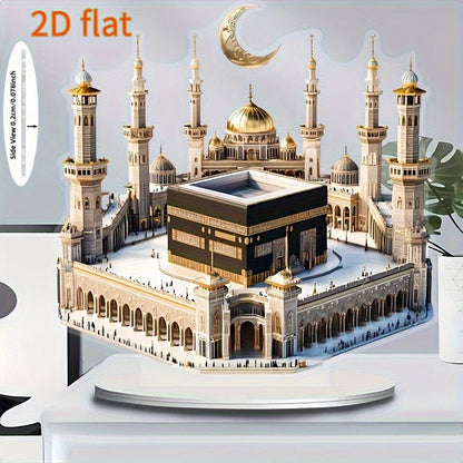 1Pcs Acrylic Mosque Model Desktop Decoration for Eid Al Fitr and Ramadan Home Decoration Desktop Party Decoration Supplies