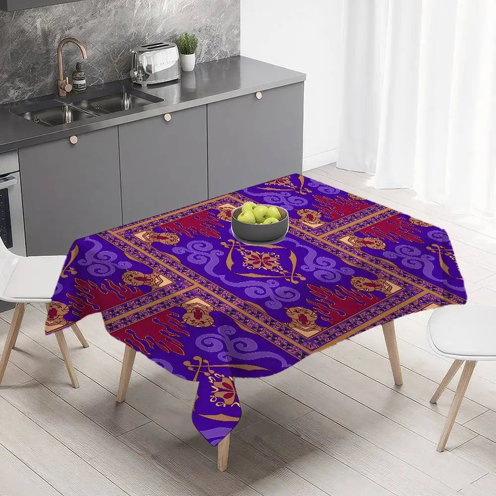 Flying Carpet Aladdin Rectangle Tablecloth - Waterproof, Easy Clean For Home Dinners, Parties & Outdoor Picnics
