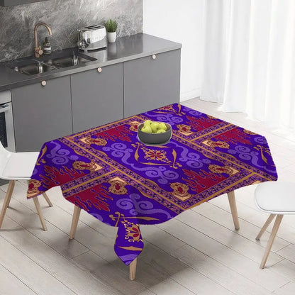Flying Carpet Aladdin Rectangle Tablecloth - Waterproof, Easy Clean For Home Dinners, Parties & Outdoor Picnics