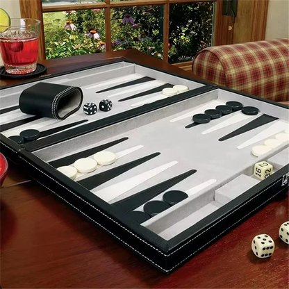 Classic Board Game with Leather Case Folding Board,Gift Package,Portable Travel Strategy Backgammon Game Set for Adults HYP