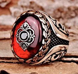 Turkish Men's Ring Vintage Black Zircon Fashion Punk Wind Islamic Religious Muslim Jewelry