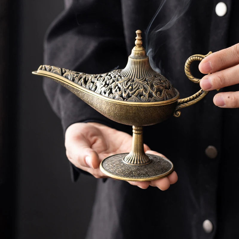 Antique Style Lamp Metal Incense Burner Scented Unscented Candle Holder Home Decor Gift Arabic Incense Burner【Homeclub】