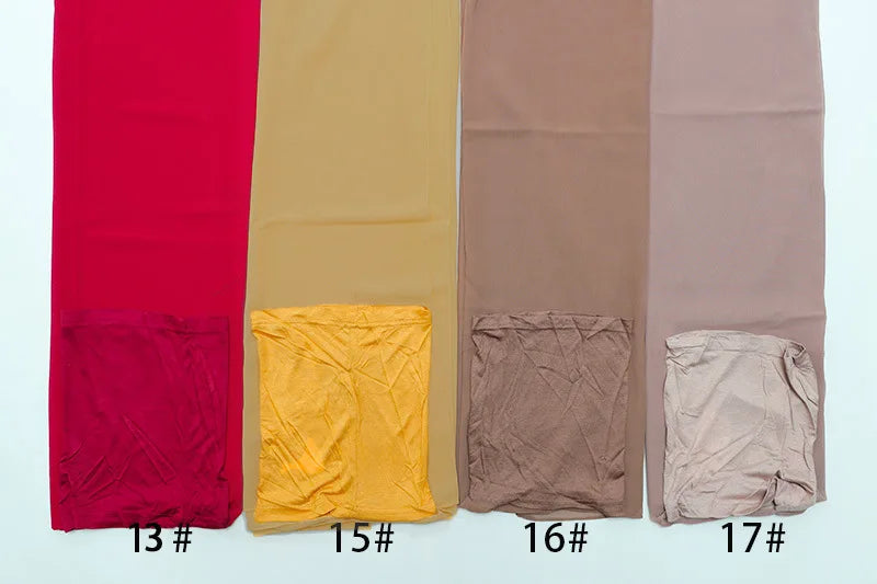 Elegant Pearl Chiffon Satin Cotton Women's Scarf Tube Hijab Muslim Headscarf Middle Eastern Long Shawl