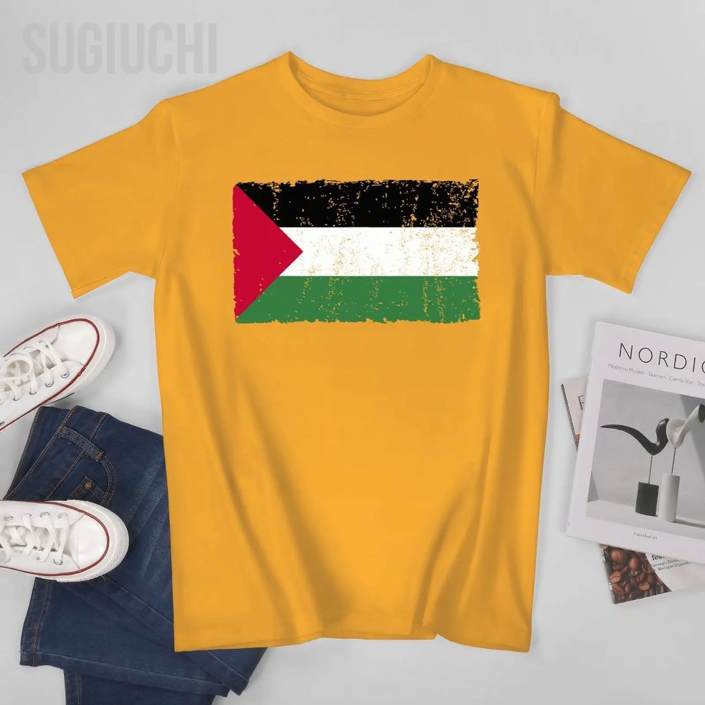 Unisex Men Palestine Flag Proud Palestinian Gaza Arabic Tshirt Tees T Shirts Women Boys 100% Cotton T-Shirt