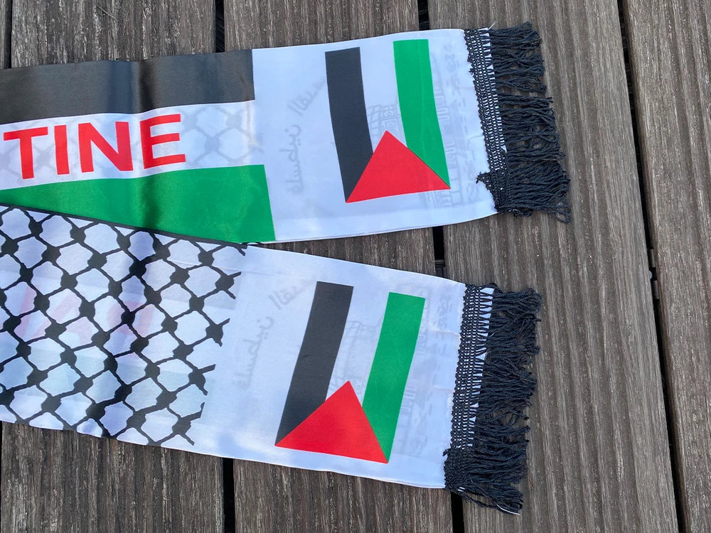 xvggdg   14*130cm   Palestine flag Custom Scarf palestine national day Scarf Printing Satin Palestinian Scarf
