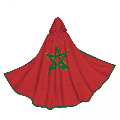 Adult Vampire Cape Hooded Robe Halloween Morocco Cloak Full Length Cosplay