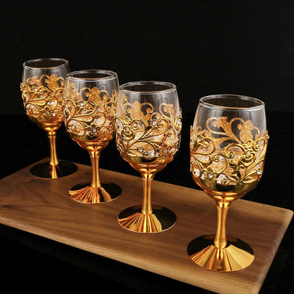 Vintage Metal Wine Glasses Goblet European Style Wine Cup Great For Red White Wine For Party Wedding Anniversary