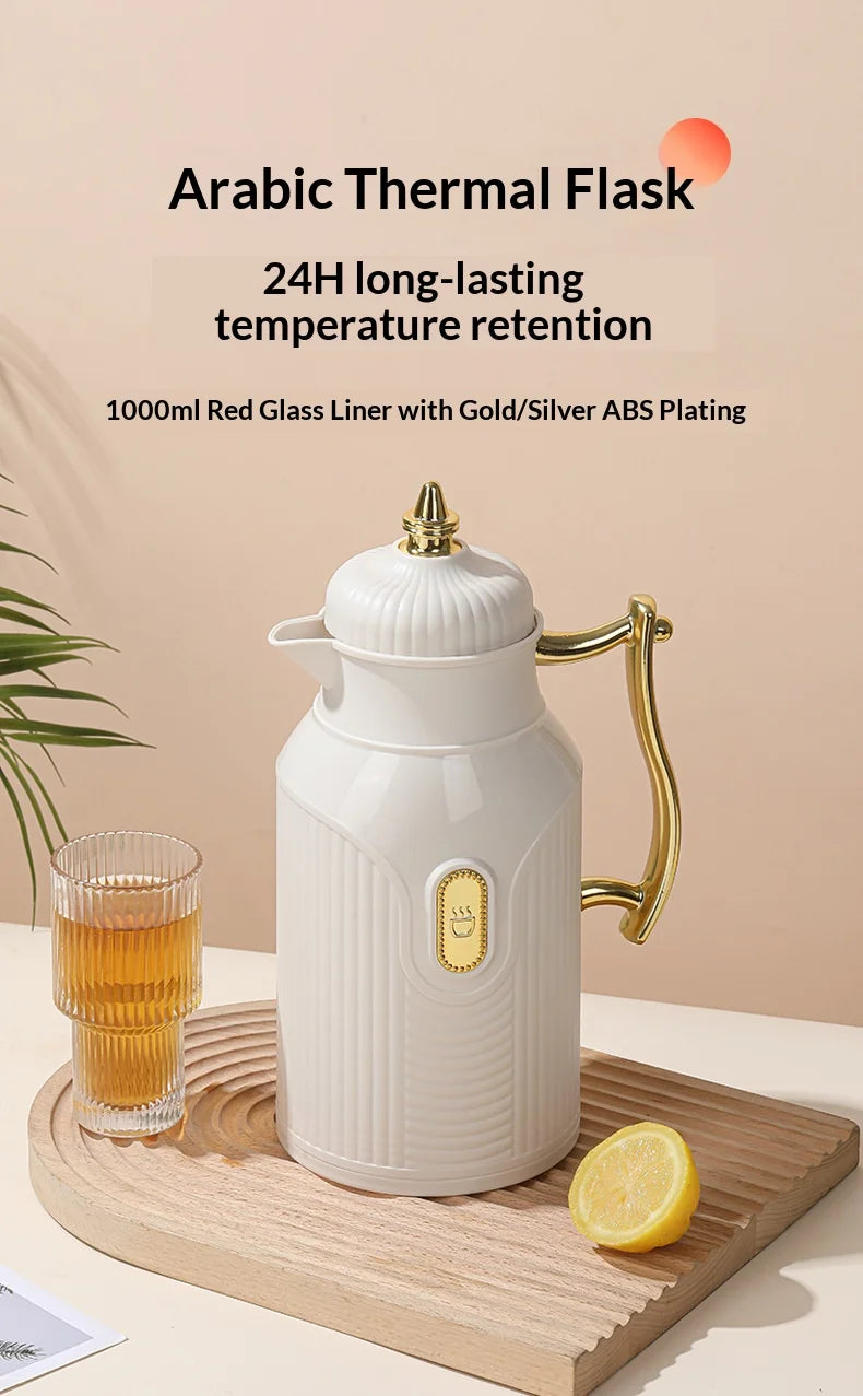 Middle Eastern Thermos Flask, Hot Water Bottle, Press-type Glass Inner Liner Thermos Flask, Arab-style Thermos Flask