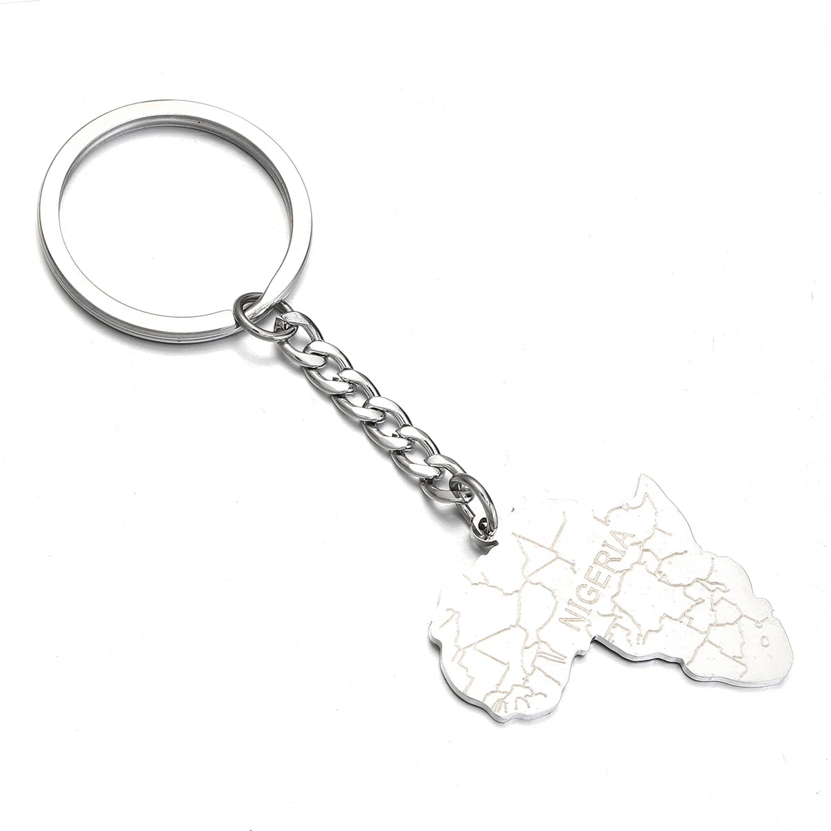 Africa Map Keychain – Stainless Steel Hip-Hop Jewelry, Morocco to South Africa