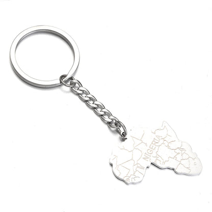 Africa Map Keychain – Stainless Steel Hip-Hop Jewelry, Morocco to South Africa