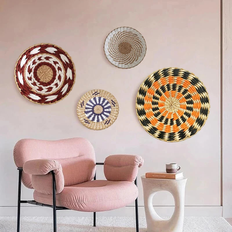 The Woven Plate – Straw Round Wall Tray & Fruit Basket