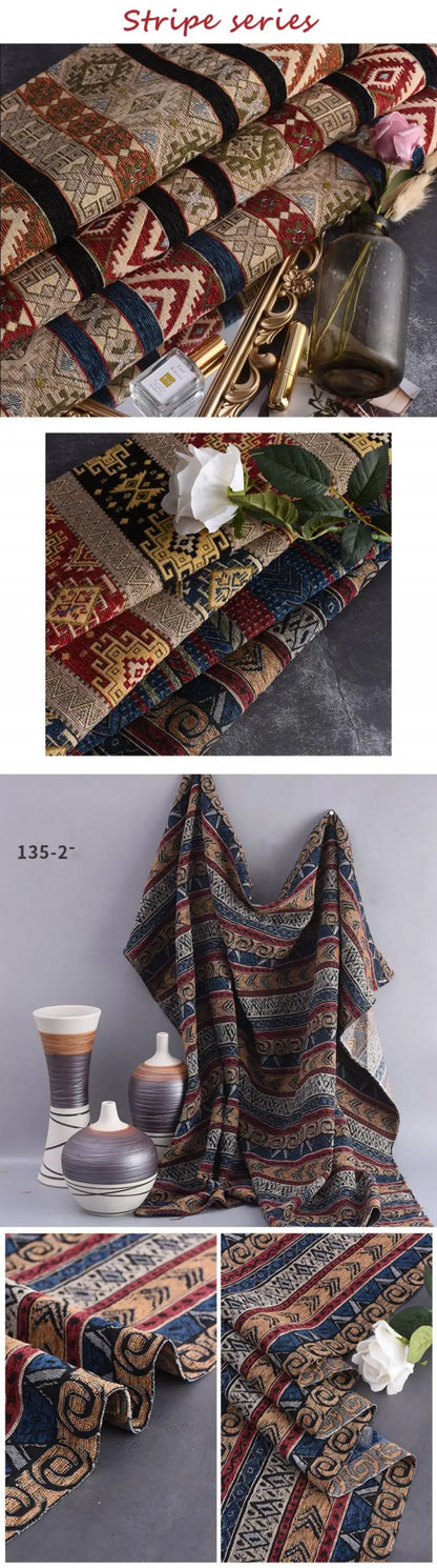 148x100cm Thickener Chenille Jacquard Sofa Fabric Cloth Stripe Luxury Anti-Slip Sofa Cover Boho Fabric Set Luggage DIY Clothing