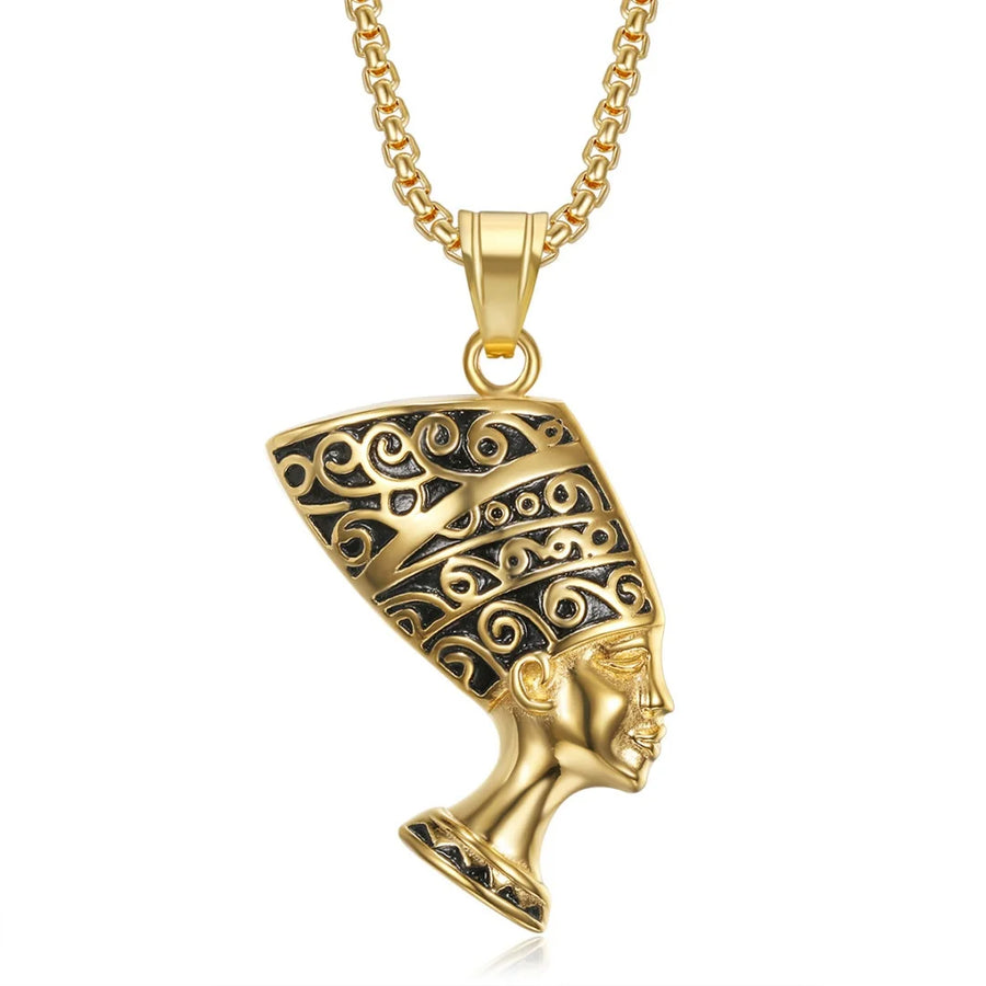 Iced Out Egyptian Ankh & Eagle Pendant – Stainless Steel Pharaoh Necklace for Men & Women