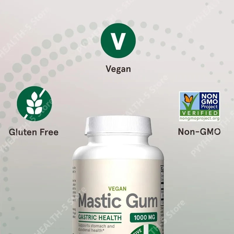 Mastic Gum 1000 mg, 60 Veggie Caps, Digestive Tract Support for Stomach and Duodenal Health, 30 Servings Dietary Supplement