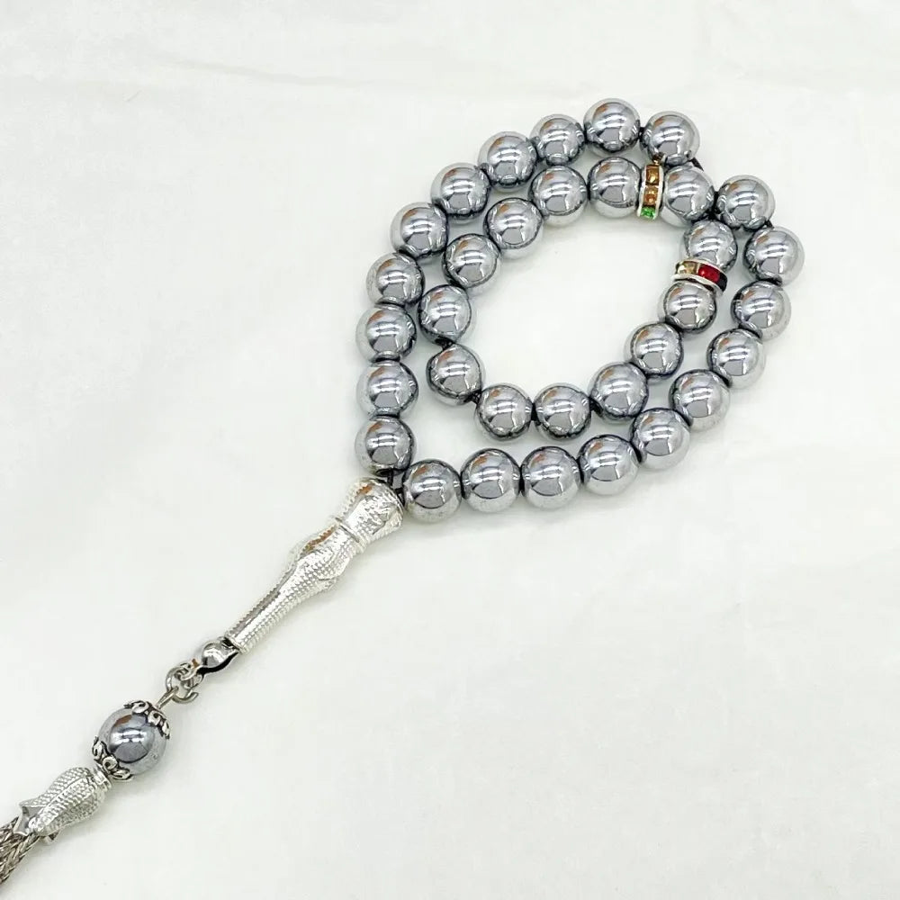 Meetvii Black Gold Silver Color Hematite Stone Tasbih Beads Turkish Islamic Prayer Beads Arabic Style Bracelets