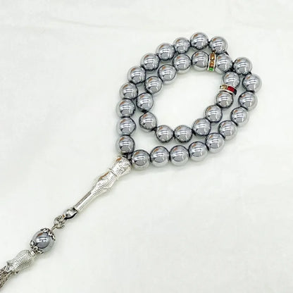 Meetvii Black Gold Silver Color Hematite Stone Tasbih Beads Turkish Islamic Prayer Beads Arabic Style Bracelets