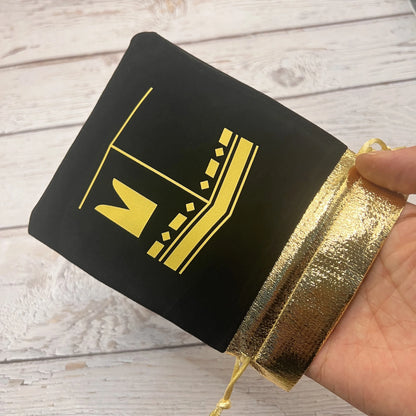 10pcs Black Kaaba Velvet Gift Bags Hajj Mubarak Umrah Mubarak Muslim Islamic Ramadan Kareem Happy Eid Al Adha Decoration Present