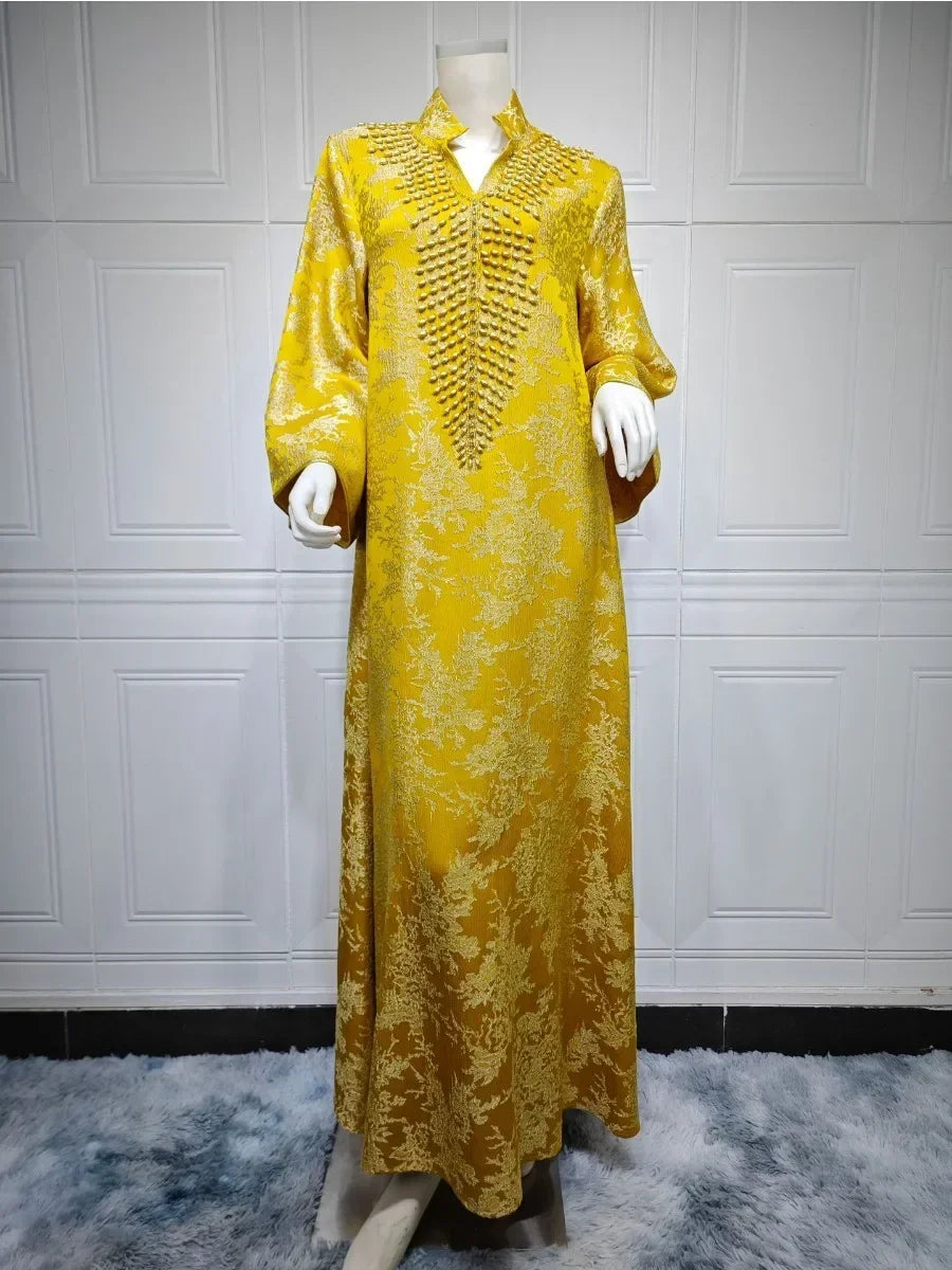Eid Radiance – Beaded Collar Abaya for the Arab Woman in America
