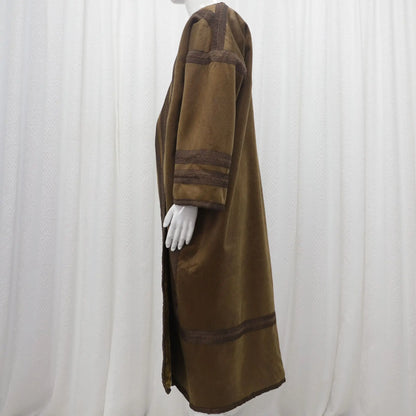 Wholesale Men's Scalp Abaya Men Winter Fur Thicken Suede Men's Robe Cardigan Bisht Muslim Coat Fleece Warm Islam Clothing