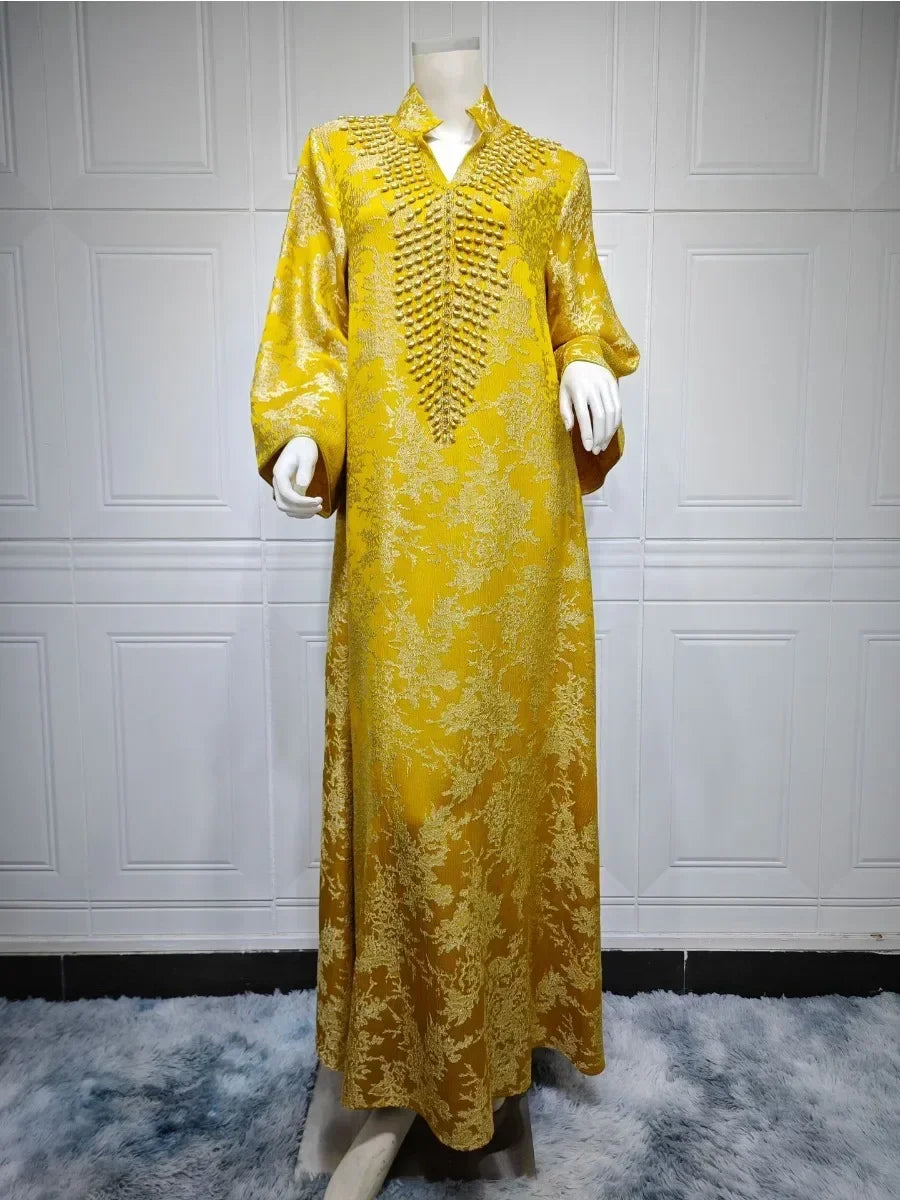 Eid Radiance – Beaded Collar Abaya for the Arab Woman in America