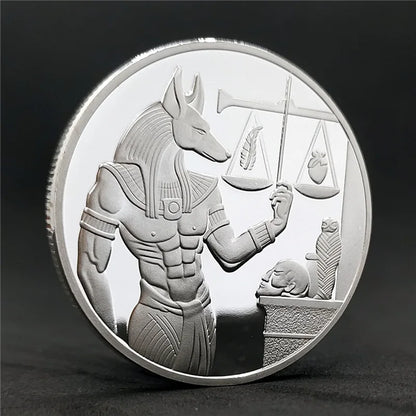 Anubis & Pharaoh Silver Commemorative Coin – Ancient Egyptian Collectible