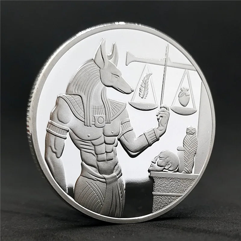 Anubis & Pharaoh Silver Commemorative Coin – Ancient Egyptian Collectible