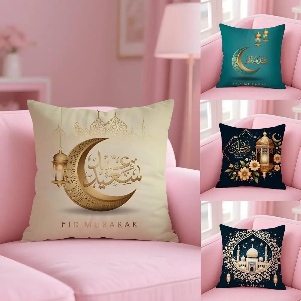 Ramadan Islamic Eid Muslim Halal Cushion Cover Plush Fabric Soft  Printed Sofa Warm Winter Home Gift Pillow Cover