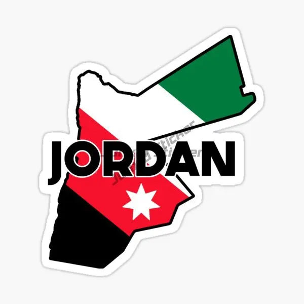 Jordan Flag Emblem Stickers – Waterproof PVC Decals for Car, Laptop & Helmet
