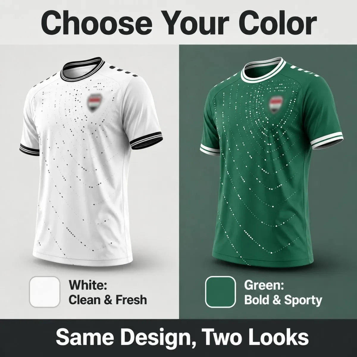 Iraq Inspired Football Jersey Men Quick Dry Breathable Short Sleeve Soccer Shirt Fans Outdoor Sports Casual Tee Green White