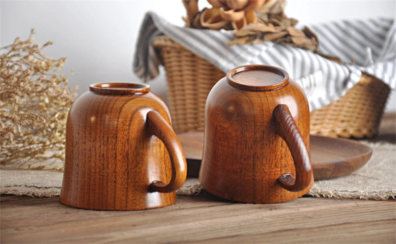Handmade Spruce Wood Cups – Natural Big Belly Mug for Tea, Coffee & Milk