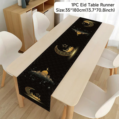 EID Mubarak Decoration Table Runner Ramadan Decor 2024 For Home Tablecloth Ramadan Kareem Islamic Muslim Party Eid Al-Fitr Gifts