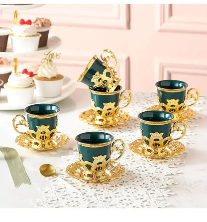 Gilded Finjan – Golden Border Turkish Coffee Cups with Saucers