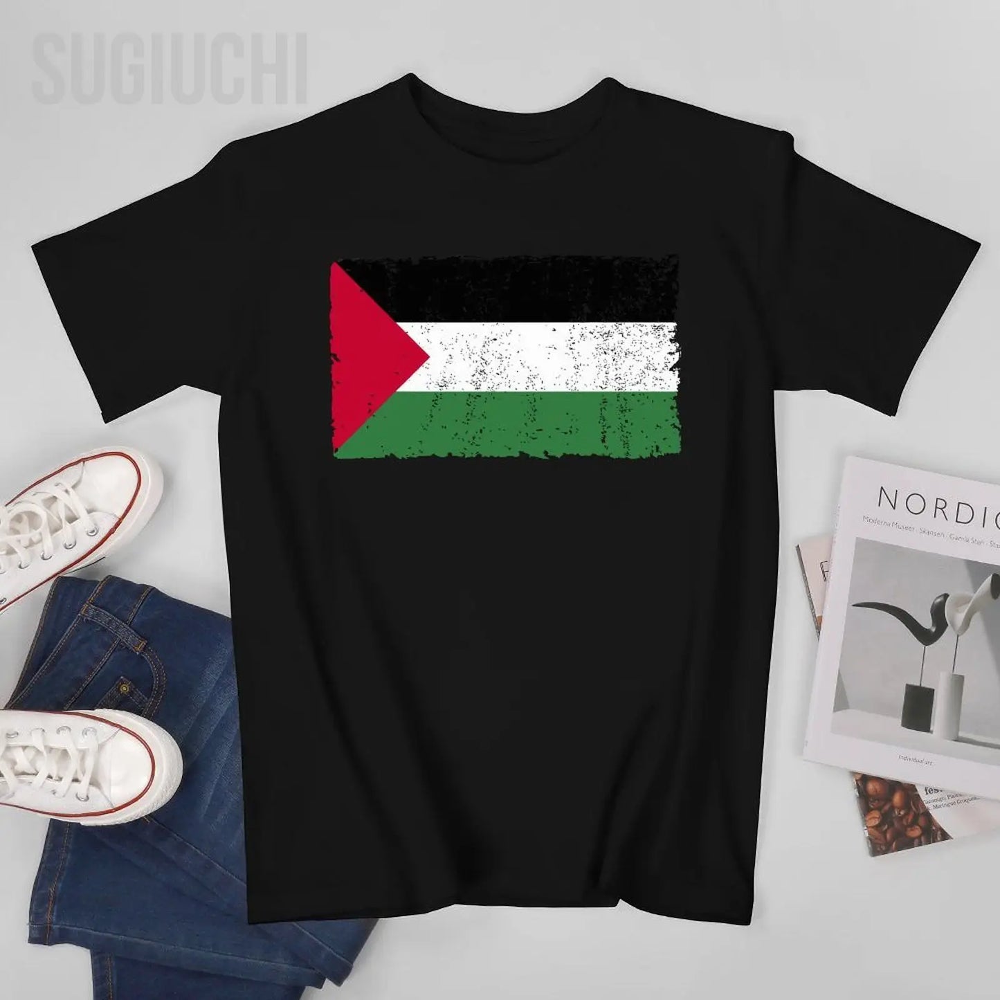 Unisex Men Palestine Flag Proud Palestinian Gaza Arabic Tshirt Tees T Shirts Women Boys 100% Cotton T-Shirt