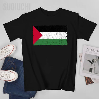 Unisex Men Palestine Flag Proud Palestinian Gaza Arabic Tshirt Tees T Shirts Women Boys 100% Cotton T-Shirt