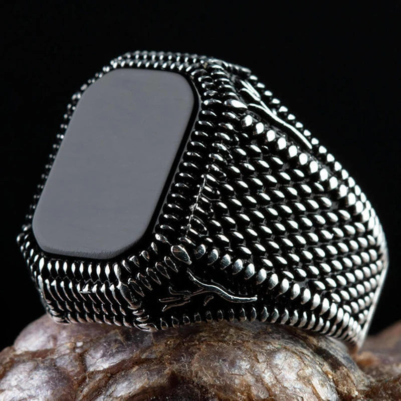 Turkish Men's Ring Vintage Black Zircon Fashion Punk Wind Islamic Religious Muslim Jewelry